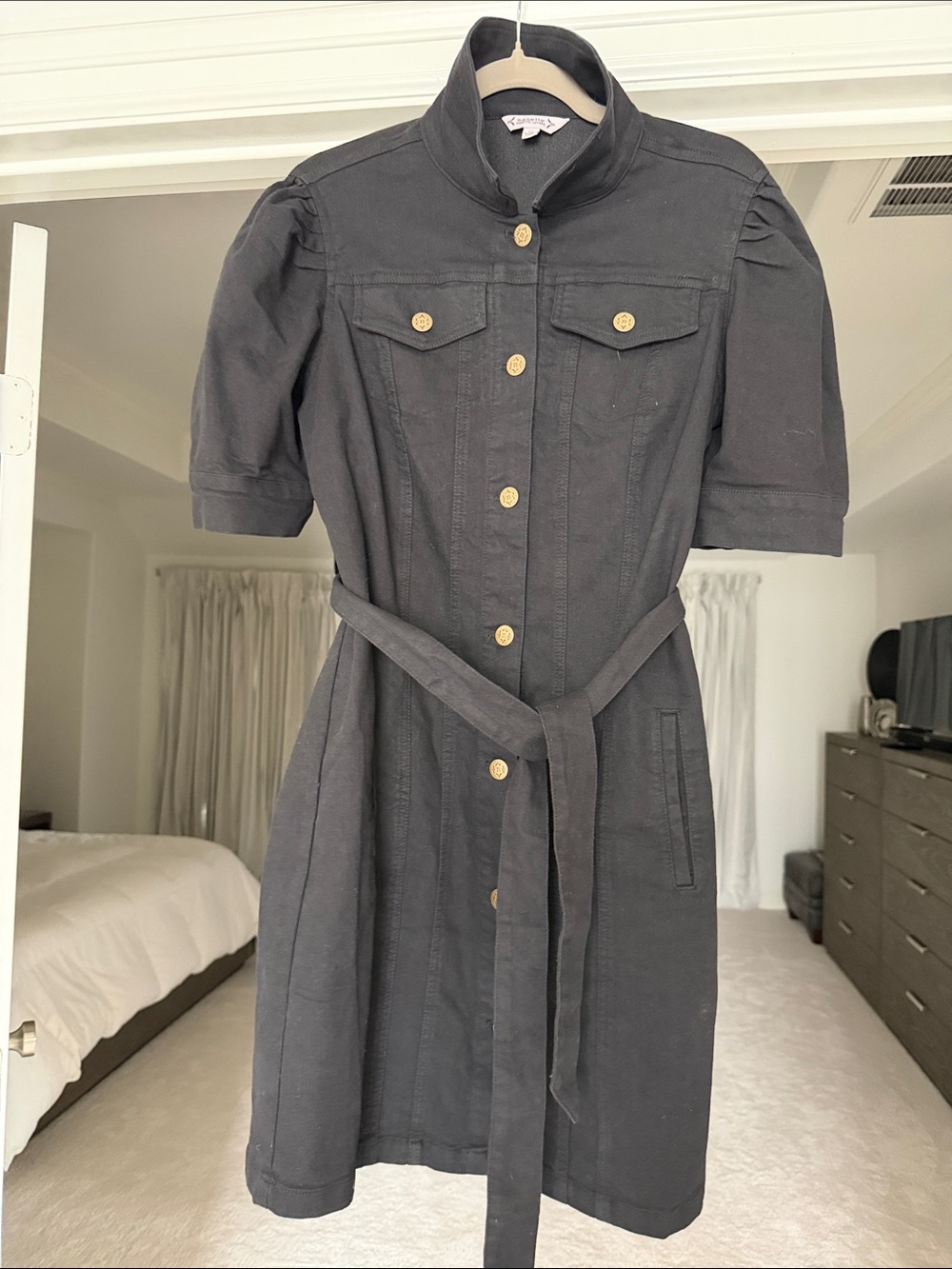 Nanette Black Button-Front Belted Shirt Dress 10